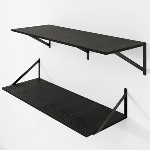 32W x 12D Deep Floating Shelves Set of 2 Black (2 Count)