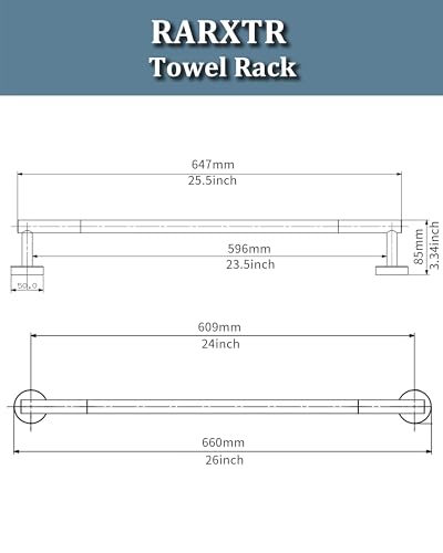 24 Inch Brushed Towel Bar Towel Rack for Bathroom Kitchen Hand Towel Holder Dish Cloths Hanger SUS304 Stainless Steel RUSTPROOF Wall Mount