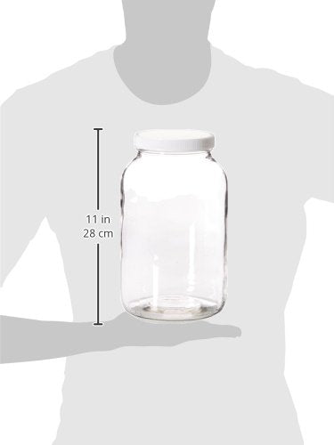 1 Gallon Glass Jar Wide Mouth with Airtight Foam Lined Plastic Lid (4 Count)