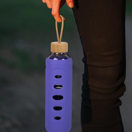 32 oz Narrow Mouth Glass Water Bottle with Windowed Silicone Sleeve