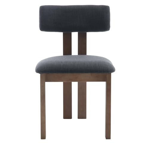 Linen Dining Chairs Set of 4 Modern Farmhouse Kitchen Chairs with Open Low Back Upholstered Wood Side Chairs for Dining Room (4 Count)
