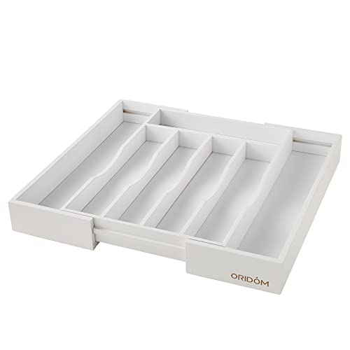 Expandable Bamboo Kitchen Drawer Organizer for Cutlery and Utensils