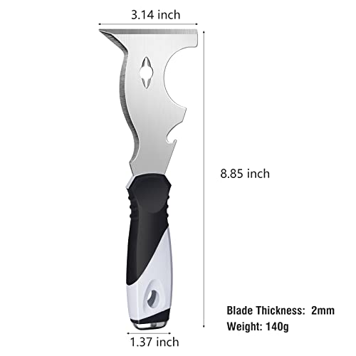 2-Pack 10-in-1 Putty Knife, Stainless Paint Scraper, Wood Tool