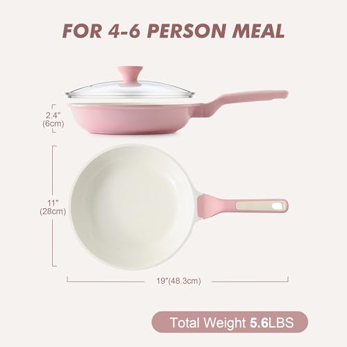 11Inch Nonstick Ceramic Frying Pan with Lid