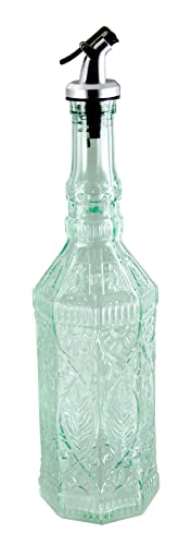 Gaudi Embossed Decorative Glass Oil and Vinegar Cruet with Pourer