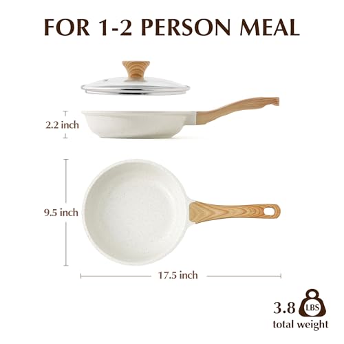 9.5Inch Nonstick Ceramic Frying Pan with Lid