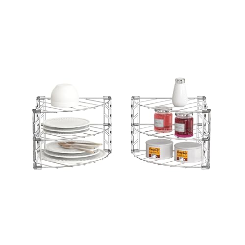 3 Tier Counter & Cabinet Corner Shelf Organizer 2 Pack Chrome (24 Count)