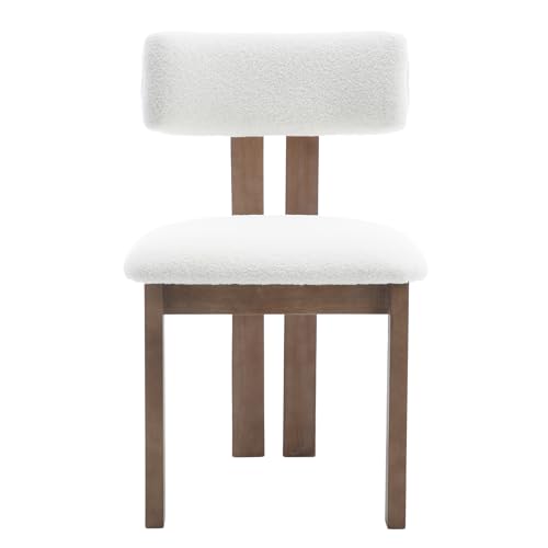 Dining Chairs Set of 2 Faux Fur Diner Chairs Wood Chairs for Kitchen and Dining Room (2 Count)