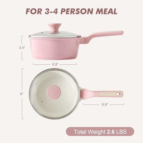2.5 QT Ceramic Nonstick Saucepan with Lid