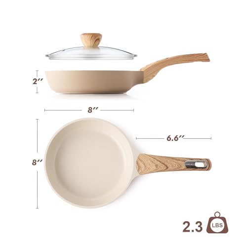 8inch Ceramic Nonstick Frying Pan Paella Pan with Lid