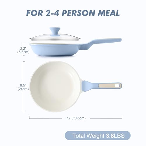 9.5Inch Nonstick Ceramic Frying Pan with Lid