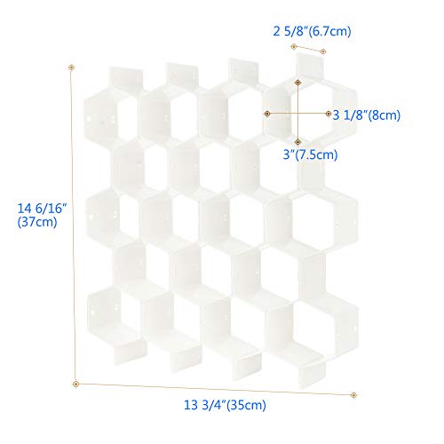 Drawer Divider Organizer Adjustable DIY Grid Honeycomb Drawer Divider for Underwear Belt Scarf Socks White (8 Count)