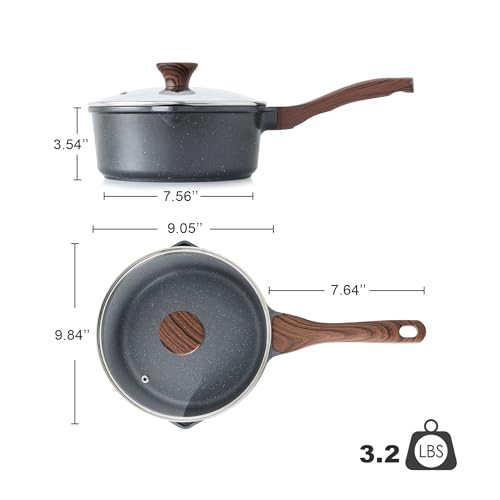 3 Quarts Nonstick Saucepan with Double Pouring Spout