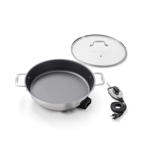 Electrics Stainless Steel and Nonstick Surface Skillet 7 Quart 1800 Watts Temp Control