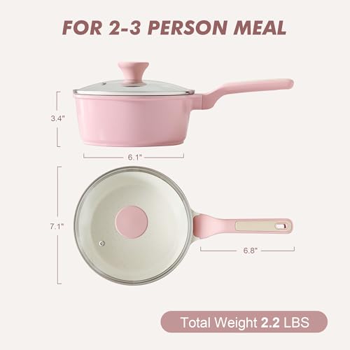 2QT Ceramic Nonstick Saucepan with Lid