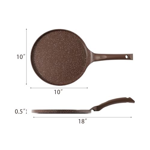 10 Inch Nonstick Crepe Pan Granite Coating Pancake Pan Brown