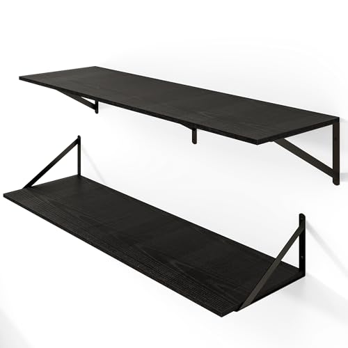 40W x 12D Deep Floating Shelves Set of 2 Black (2 Count)