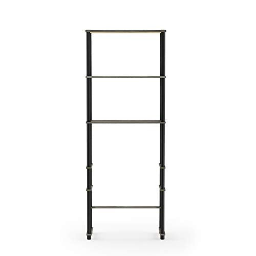 Turn-N-Tube with 3 Shelves Toilet Space Saver, French Oak Grey/Black
