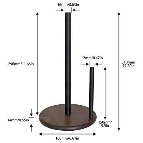 Paper Towel Holder Countertop with Real Wood Round Base