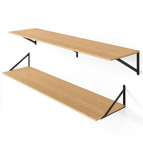 48W x 12D Deep Floating Shelves Set of 2 Oak (2 Count)