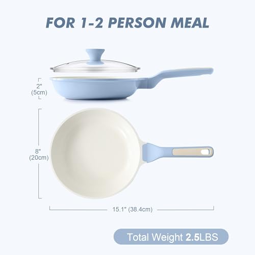 8Inch Nonstick Ceramic Frying Pan with Lid