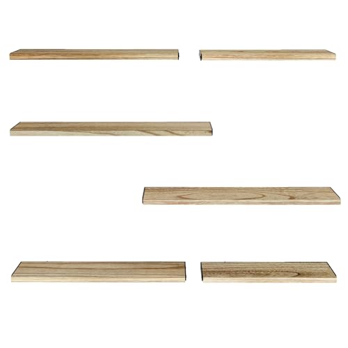 Amada Solid Paulownia Wood Wall Shelves (6 Count)