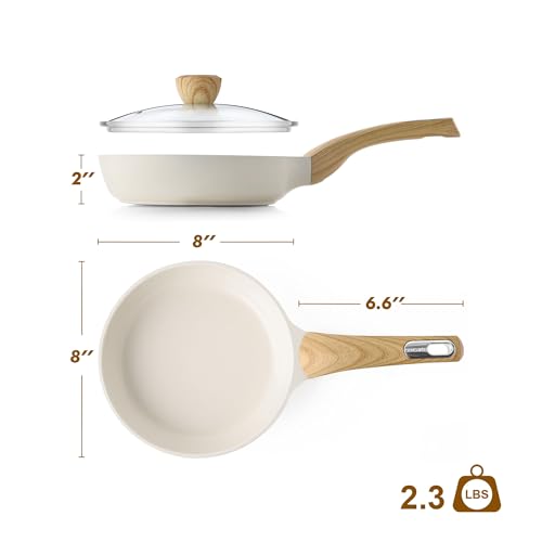 8inch Ceramic Nonstick Frying Pan Paella Pan with Lid