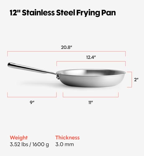 5 Ply Stainless Steel 12" Frying Pan