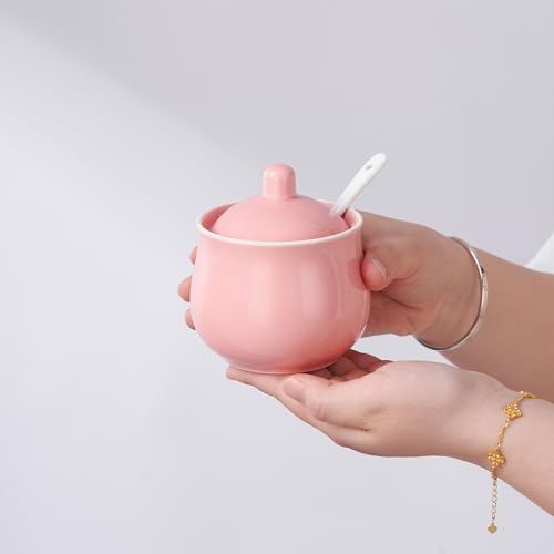 7 OZ Ceramic Sugar Bowl with Lid and Spoon