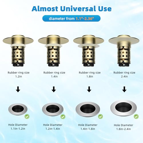 Universal Bathroom Sink Drain Stopper Hair Catcher