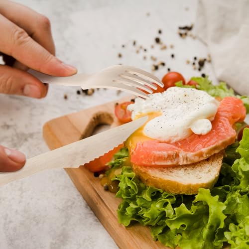 300 Count Compostable Wooden Disposable Knives for Party