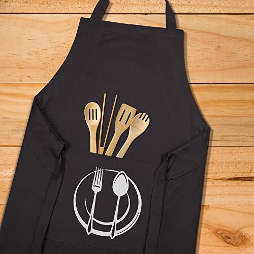 Unisex Cotton Apron With Printed Pocket Grey 24x36