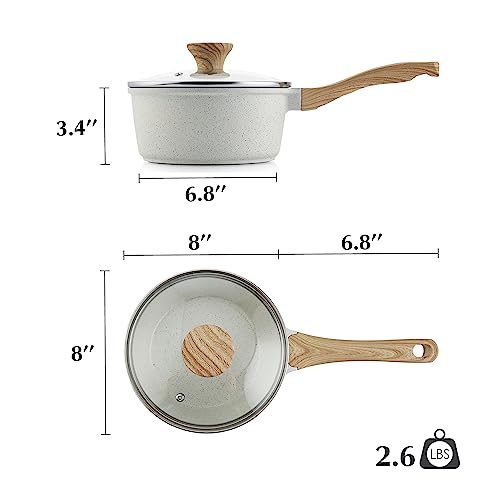 2.5 QT Ceramic Nonstick Saucepan with Lid