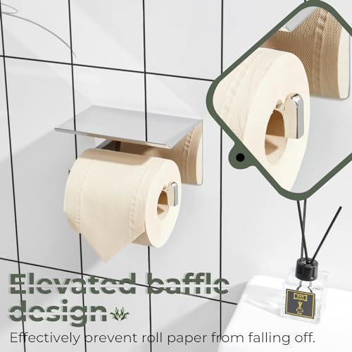 Toilet Paper Holder with Shelf Chrome Bathroom Toilet Roll Holder for Restroom T
