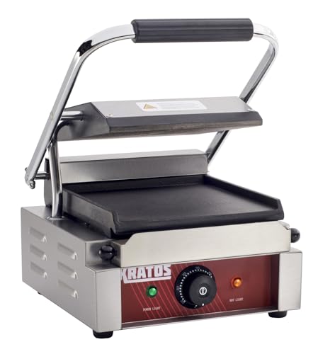 Commercial Electric Panini Sandwich Grill with Smooth Plates