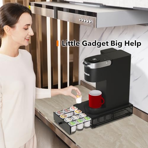 K Cup Organization Storage Drawer Maker K Cup Holder Coffee Pod Organizer Stand Tray Counter Rack Countertop Maker Stand Capsules Compatible with Keurig Accessories Holds 24 Pods