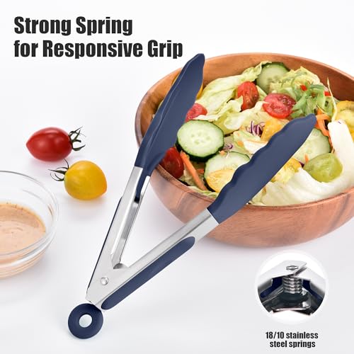 Kitchen Tongs with Silicone Tips for Cooking Serving