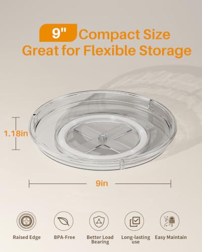 2 Pack Lazy Susan Organizer 9 inch Lazy Susan Turntable for Cabinet (2 Count)