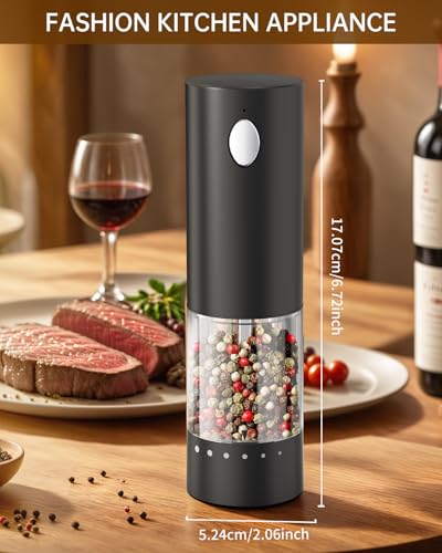 Electric Salt and Pepper Grinder Set Rechargeable Salt and Pepper Mills with 6 (2 Count)