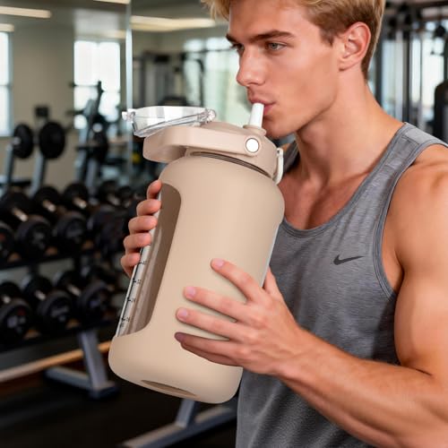 84oz Glass Water Bottle with Straw