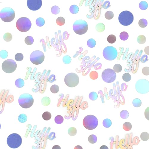 Hello 30 Birthday Confetti for Tables Iridescent Circle Dots Happy 30th Birthday Party Decorations for Her Women Thirty Years Old Birthday Table Scatters Confetti Decor Supplies 300PC (300 Count)