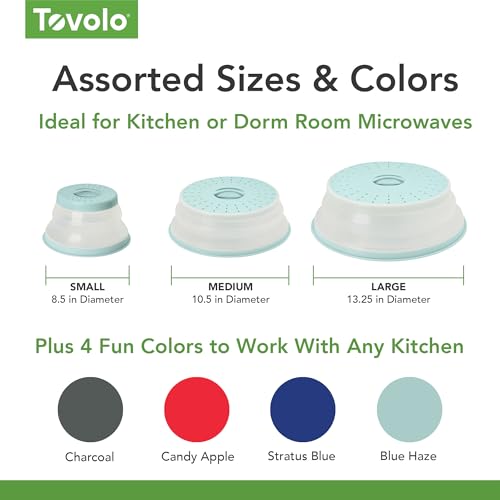 Microwave Plate Cover Small in Blue Haze Collapsible Vented Silicone Microwave Splatter Cover