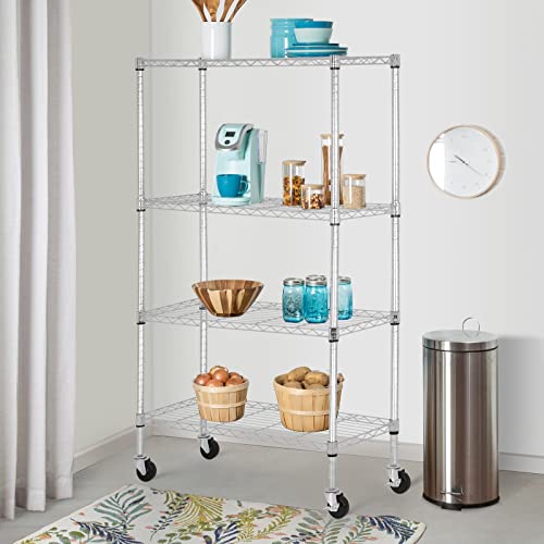 4 Tier Wire Shelf with Wheels (4 Count)