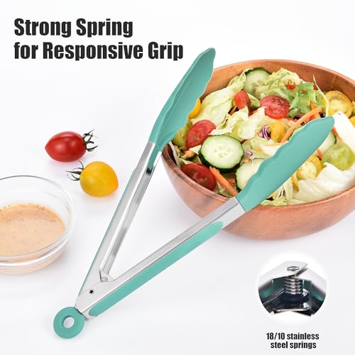 Kitchen Tongs with Silicone Tips for Cooking Serving