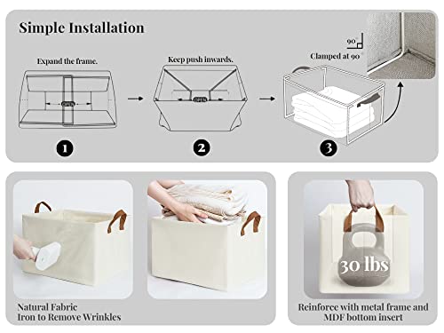 Storage Baskets for Shelves with Metal Frame (4 Count)