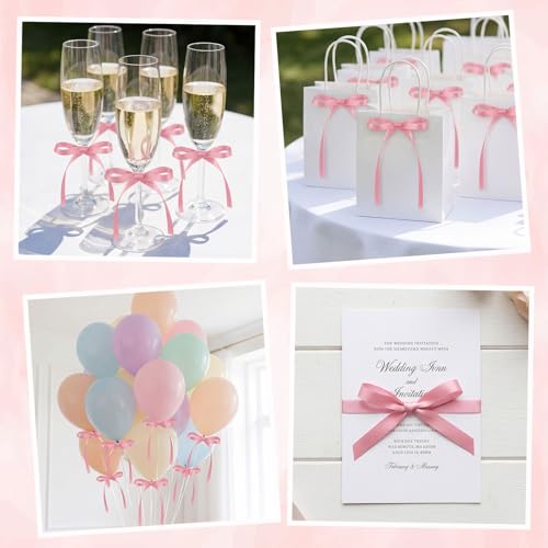 30 Pack Bow Cake Toppers Rose Pink Ribbon Bows for Cake (30 Count)