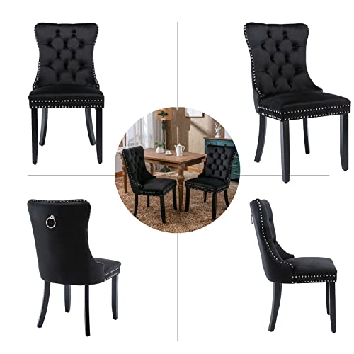 Black Velvet Dining Chairs Set of 2 (2 Count)