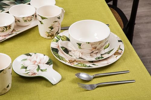 Magnolia Floral Ceramic 14 inch Rectangular Serving Platter (2 Count)