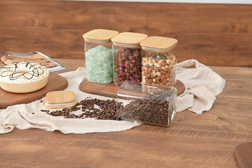 37oz/1.2Qt/1100ml Square Glass Storage Containers with Lids 4-Pack (4 Count)