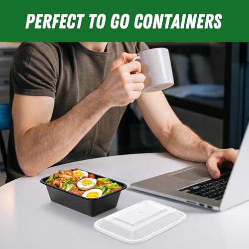 50 Pack (100-Piece) 24 oz Meal Prep Containers Reusable with Lids (50 Count)